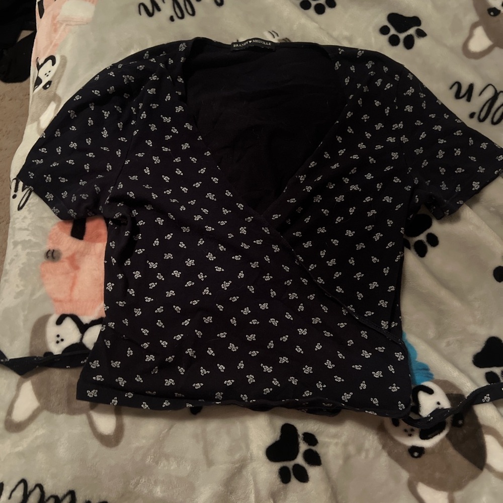 Navy blue with white floral pattern crop top